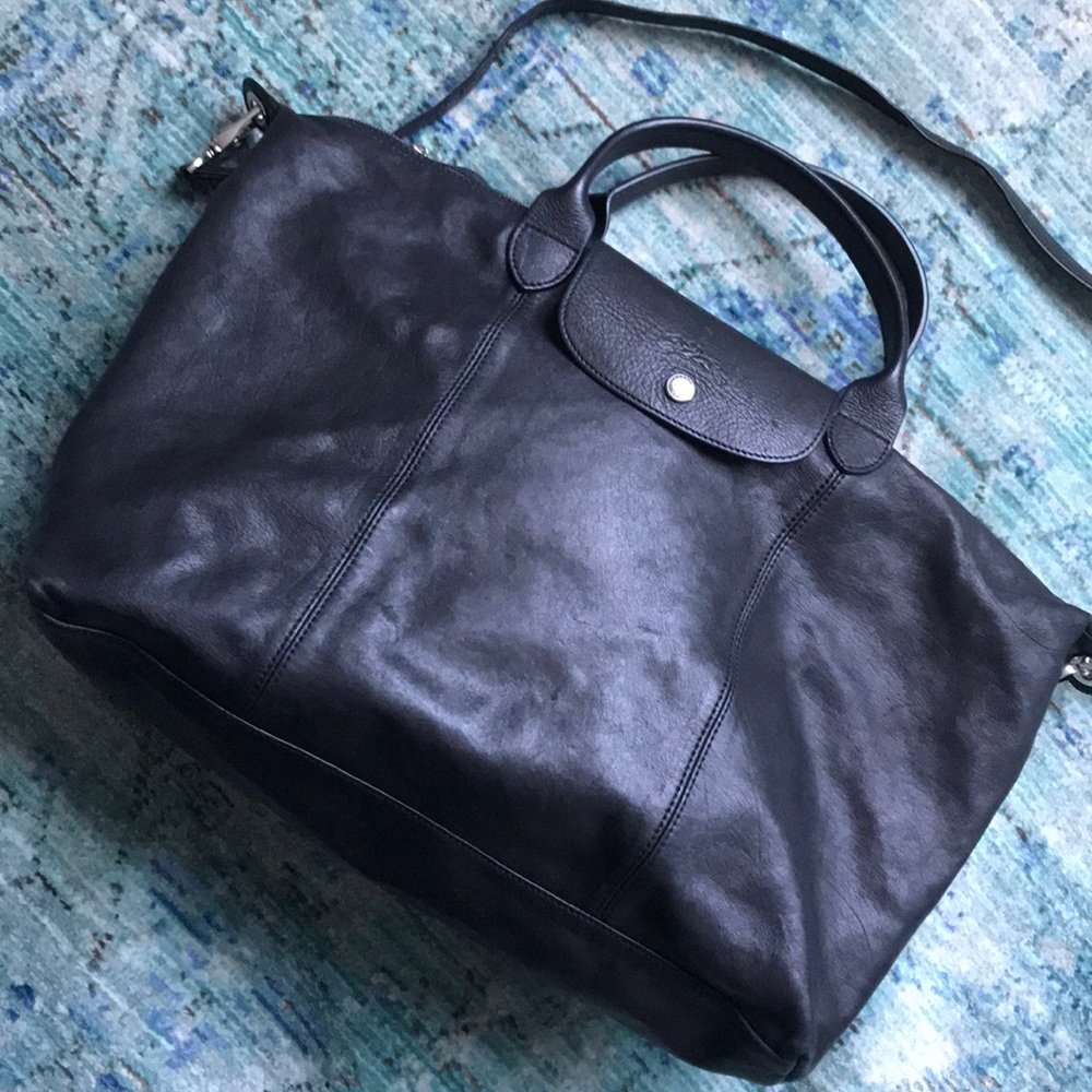 Longchamp Le Pliage Cuir Leather Medium Top Handle